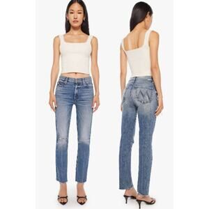 Mother The Mid Rise Dazzler Distressed Ankle Fray Jeans Going in Circle Women 26